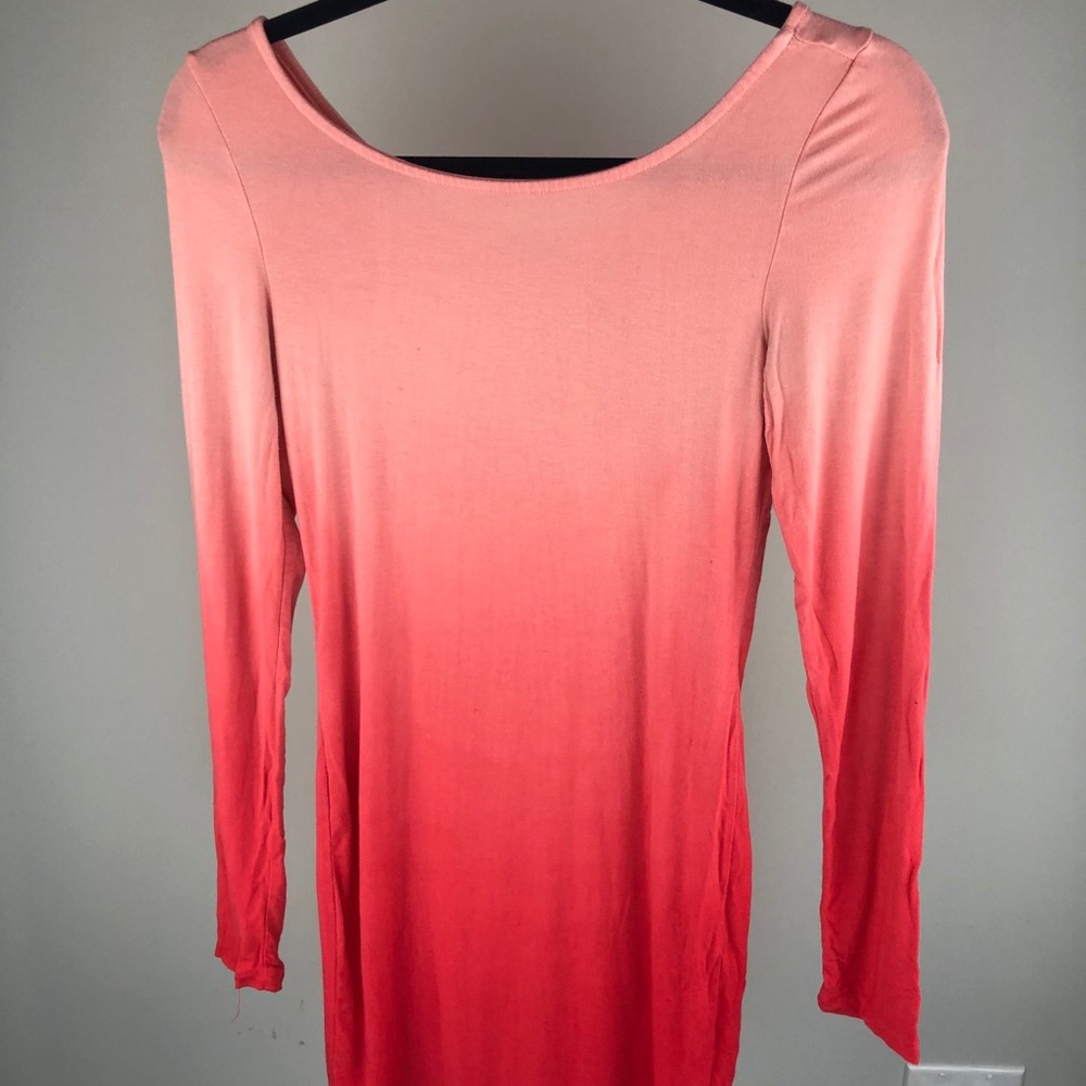 F21 long sleeve ombré mini dress